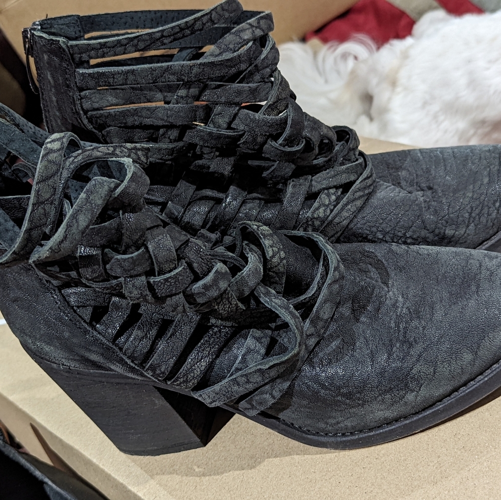 Black Strappy Women's Ankle Boots